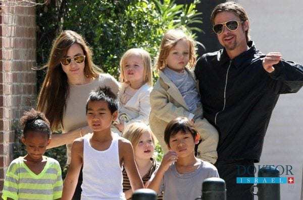 Анджелина Джоли с мужем Бредом Питтом и детьми
