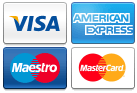 visa, american express, maestro and mastercard